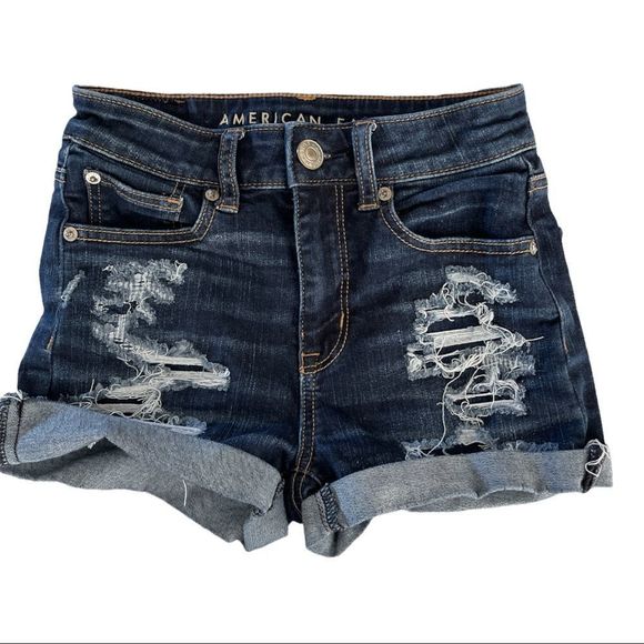 American Eagle Outfitters Pants - American Eagle 🦅 Womens Hi-Rise Shortie Jean Shorts SZ 00 Destroyed